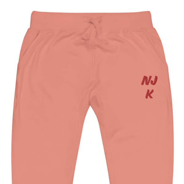 Red NJK Unisex Embroidered Fleece Sweatpants