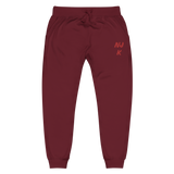 Red NJK Unisex Embroidered Fleece Sweatpants