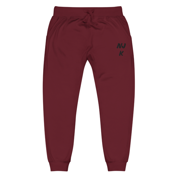 Black NJK Unisex Embroidered Fleece Sweatpants