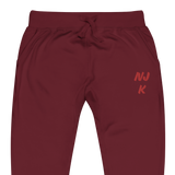 Red NJK Unisex Embroidered Fleece Sweatpants