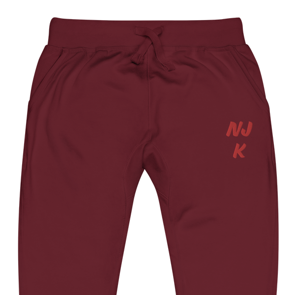 Red NJK Unisex Embroidered Fleece Sweatpants