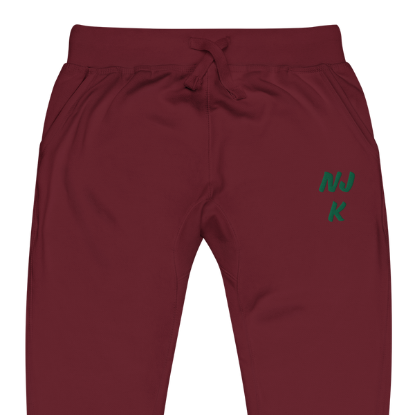 Green NJK Unisex Embroidered Fleece Sweatpants