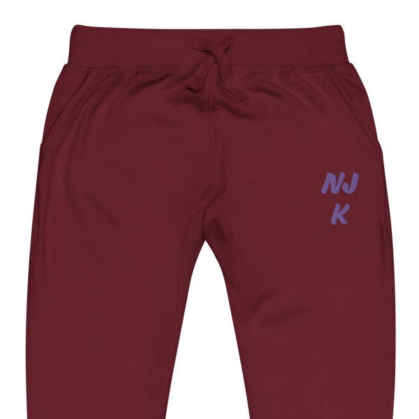 Purple NJK Unisex Embroidered Fleece Sweatpants