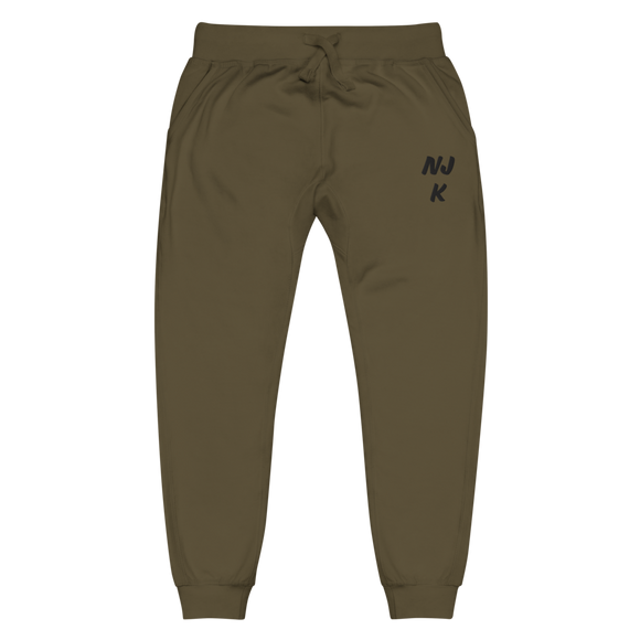 Black NJK Unisex Embroidered Fleece Sweatpants