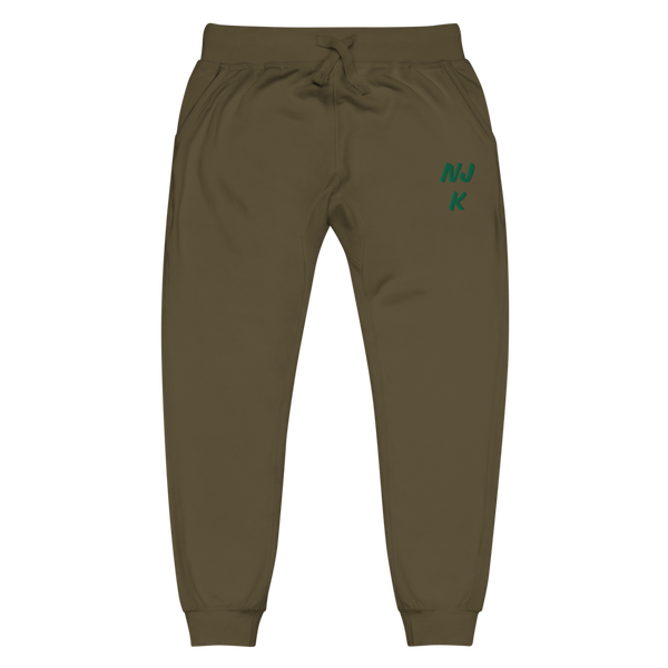 Green NJK Unisex Embroidered Fleece Sweatpants