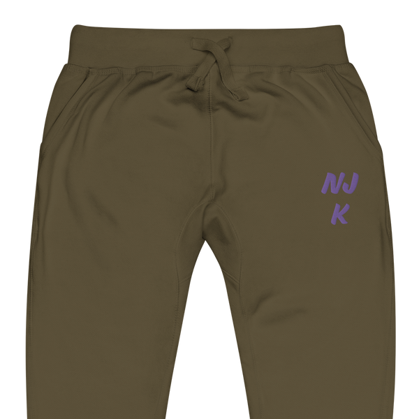 Purple NJK Unisex Embroidered Fleece Sweatpants
