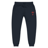 Red NJK Unisex Embroidered Fleece Sweatpants