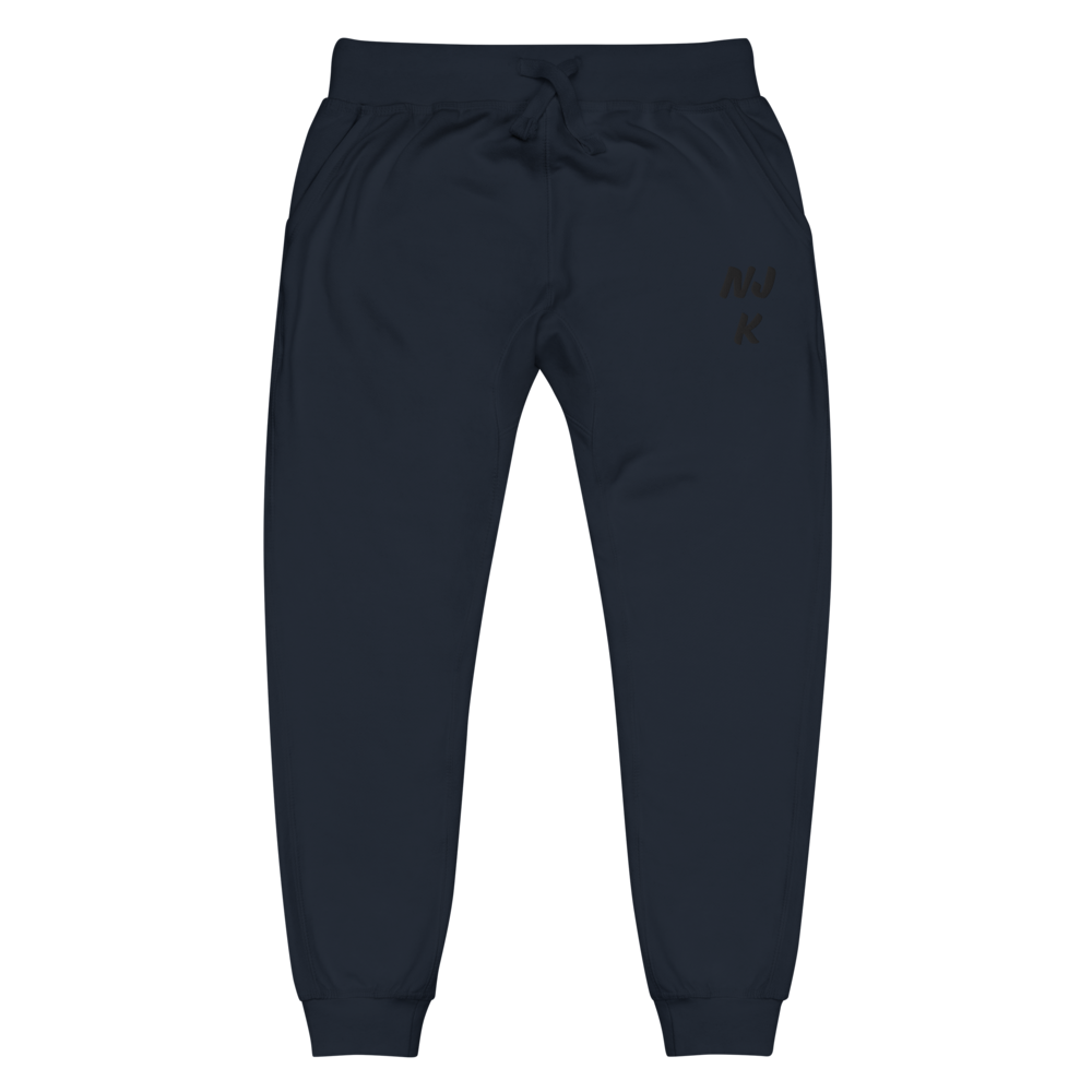 Black NJK Unisex Embroidered Fleece Sweatpants