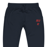 Red NJK Unisex Embroidered Fleece Sweatpants