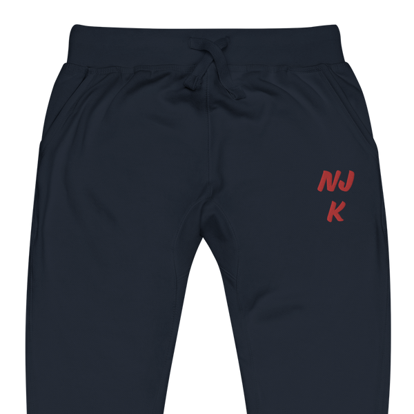 Red NJK Unisex Embroidered Fleece Sweatpants