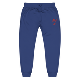 Red NJK Unisex Embroidered Fleece Sweatpants