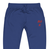 Red NJK Unisex Embroidered Fleece Sweatpants