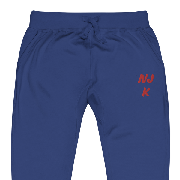 Red NJK Unisex Embroidered Fleece Sweatpants