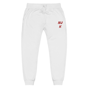 Red NJK Unisex Embroidered Fleece Sweatpants