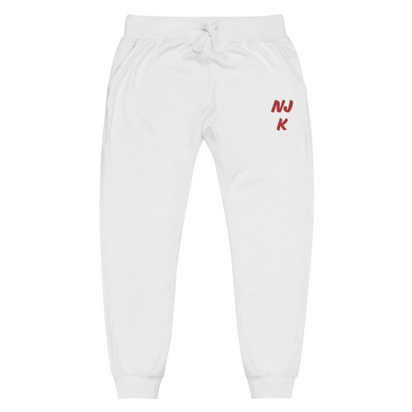 Red NJK Unisex Embroidered Fleece Sweatpants