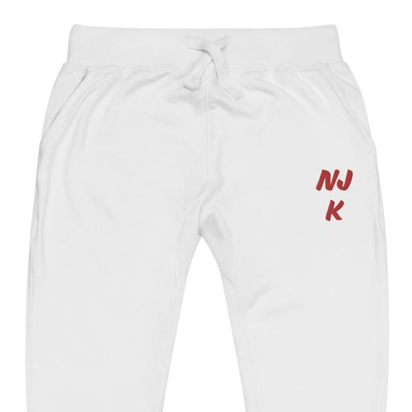 Red NJK Unisex Embroidered Fleece Sweatpants
